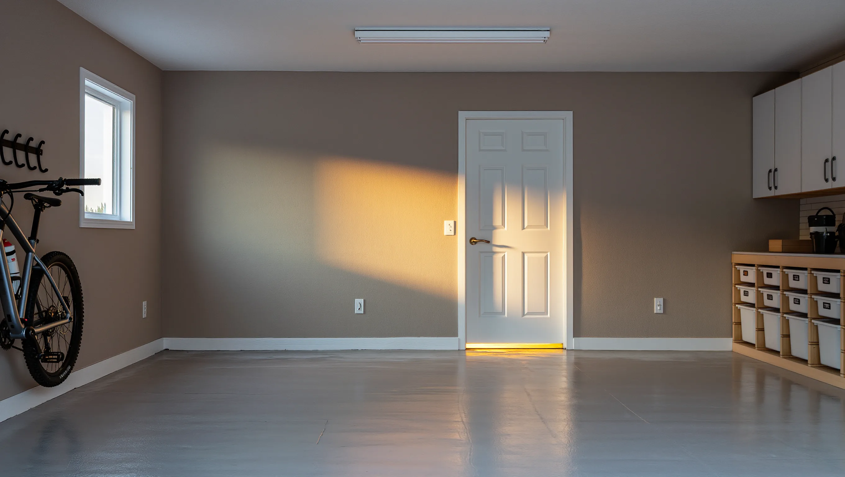 The interior door between an attached garage and a home kitchen